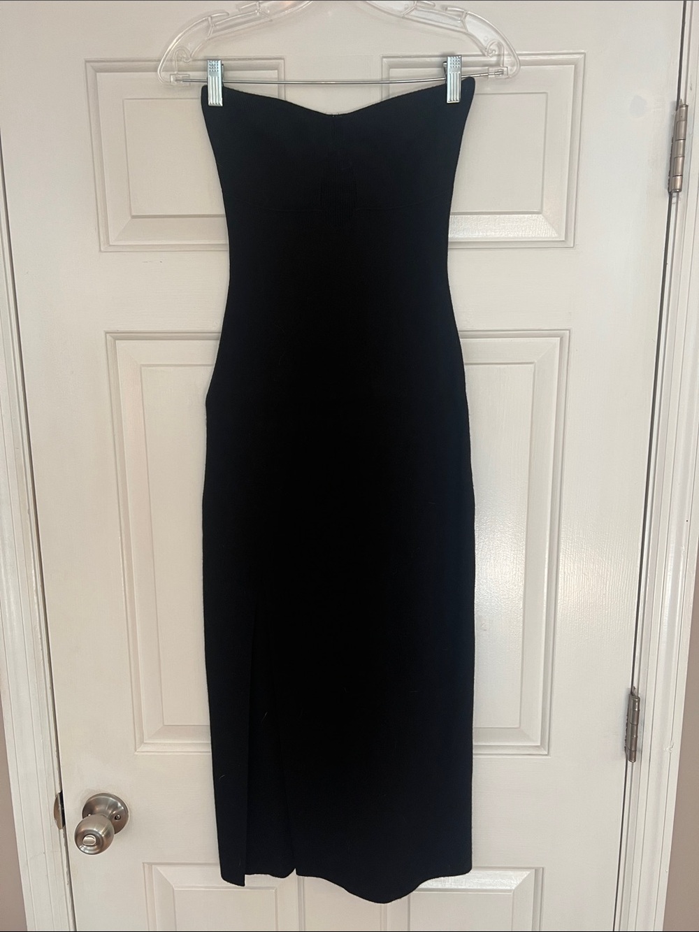 Moon River Strapless Black Midi Dress